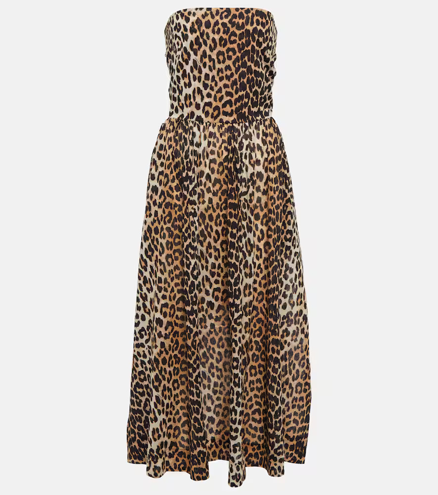 Ganni Leopard-print cotton midi dress | Mytheresa (US/CA)