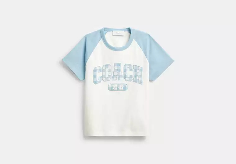 Gingham Sporty Raglan T-Shirt In Organic Cotton | Coach (US)