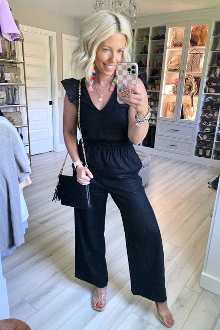 I absolutely love this jumpsuit! Little puff sleeve eyelet details and the cutest back!!!! You can still wear a normal bra too!!! Wearing true size small and heels TTS.

#LTKsalealert #LTKunder50 #LTKstyletip