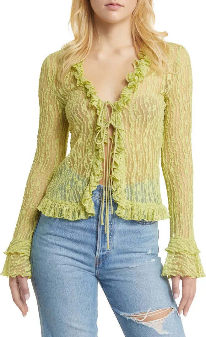 Lace Front Tie Bed Jacket | Nordstrom