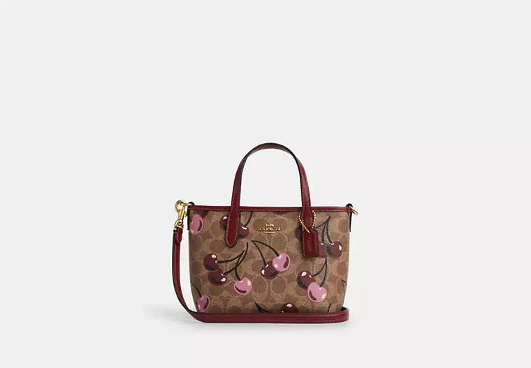City Mini Tote Bag In Signature Canvas With Cherry Print | Coach Outlet US