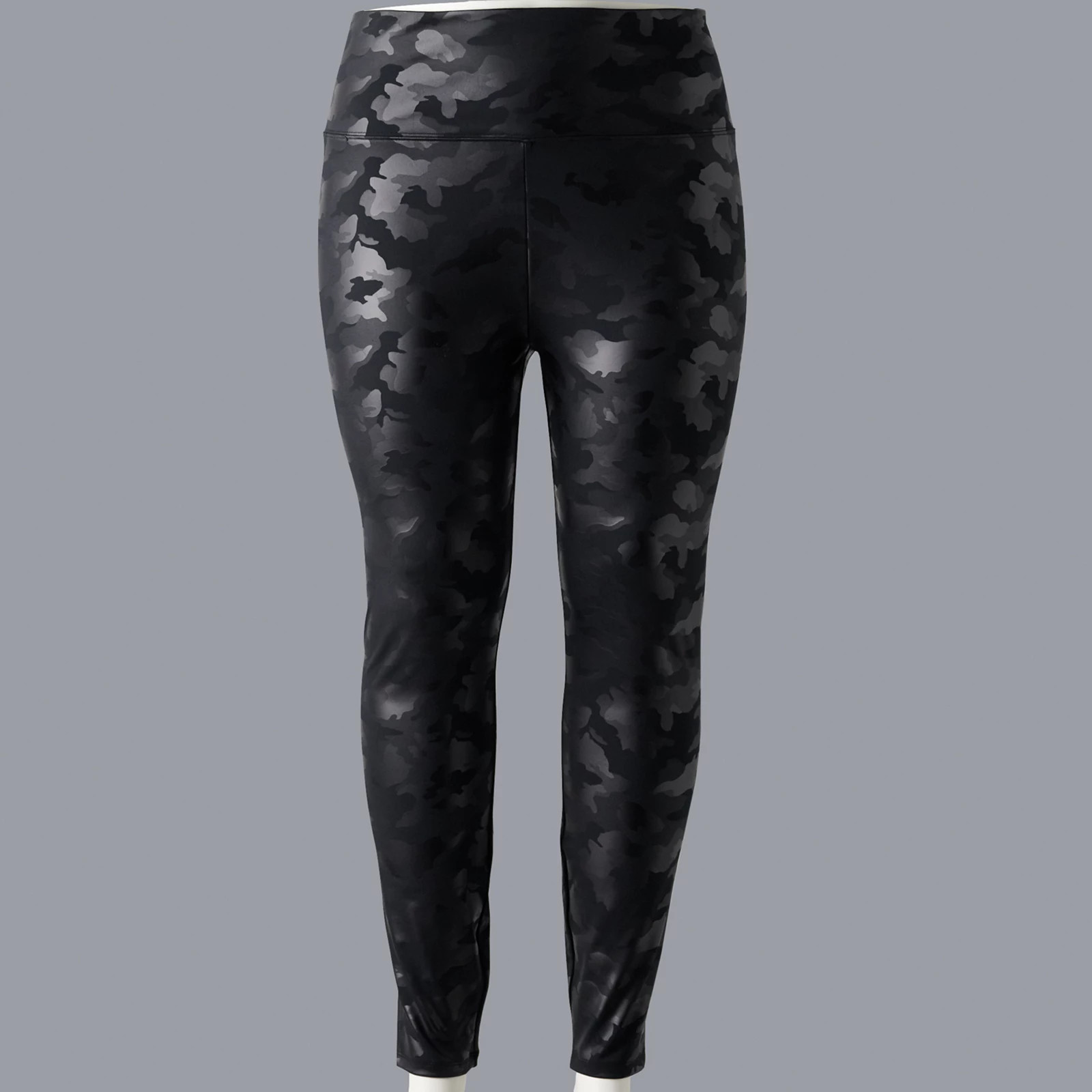 Plus Size Simply Vera Vera Wang High Rise Camo Print Faux Leather Leggings, Women's, Size: 1XL, Blac | Kohl's