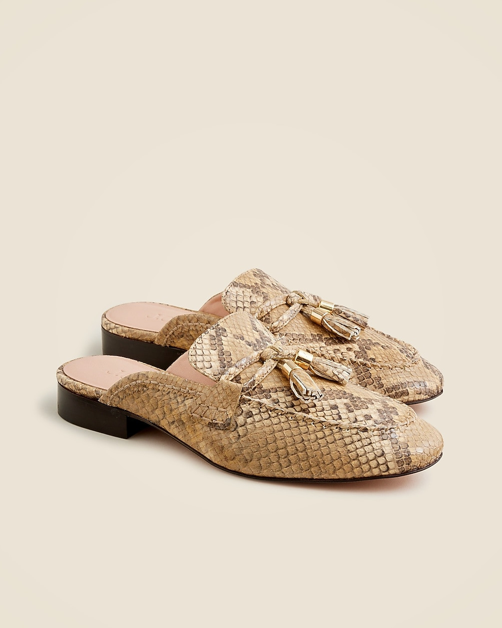 Tassel mule loafers in snake-embossed Italian leather | J. Crew US