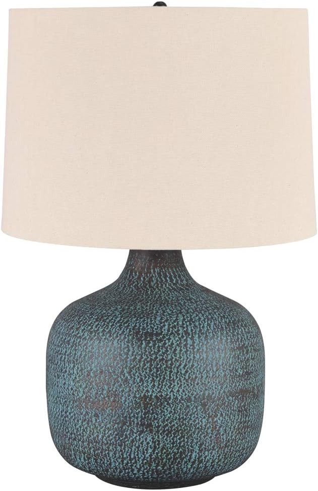 Signature Design by Ashley Malthace Metal Accent Table Lamp, Patina Aluminum Blue | Amazon (US)