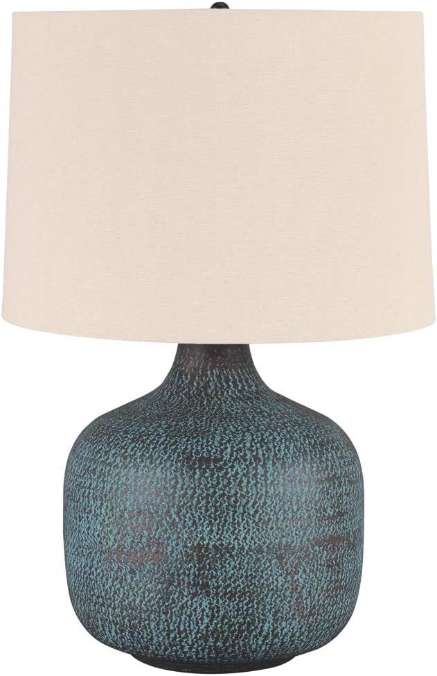 Signature Design by Ashley Malthace Metal Accent Table Lamp, Patina Aluminum Blue | Amazon (US)