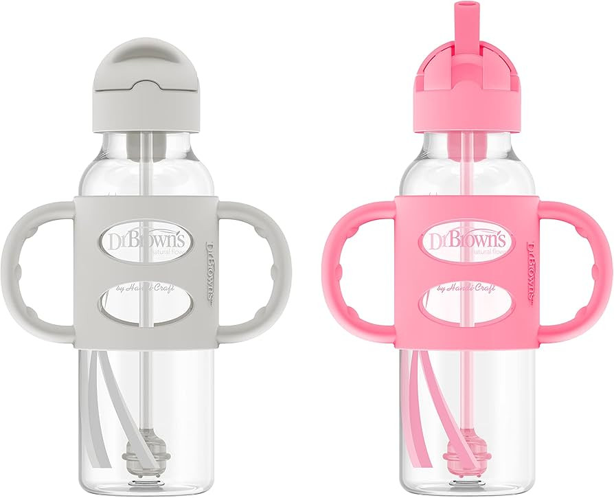 Dr. Brown's Milestones Narrow Sippy Straw Bottle, Spill-Proof with 100% Silicone Handles and Weig... | Amazon (US)