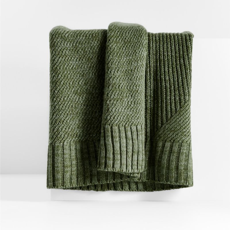 Equinox 70"x50" Verte Green Sweater Knit Throw Blanket | Crate & Barrel | Crate & Barrel