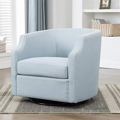 Comfort Pointe Infinity Sky Blue Fabric Modern Swivel and Rocker Barrel Chair | Amazon (US)