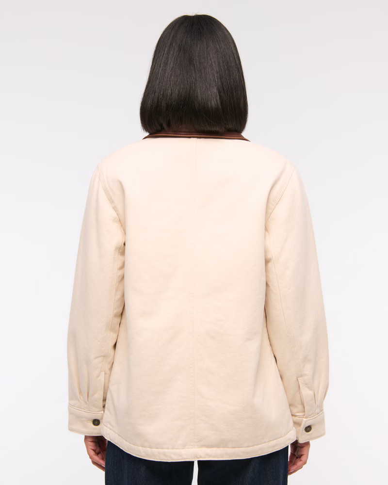 Mid-Length Twill Workwear Jacket | Abercrombie & Fitch (US)