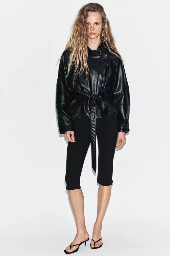 BELTED LEATHER EFFECT JACKET | Zara UK