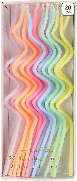 Meri Meri Swirly Tall Cake Candles (Pack of 20), 5" Tall Unscented Candles | Amazon (US)