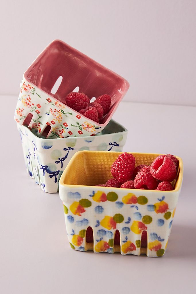 Floral Ceramic Berry Basket | Anthropologie (US)