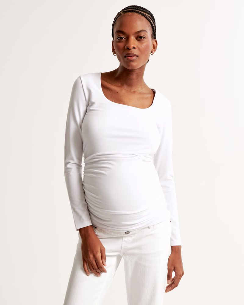 Women's Maternity Long-Sleeve Cotton-Blend Seamless Fabric Top | Women's Tops | Abercrombie.com | Abercrombie & Fitch (US)