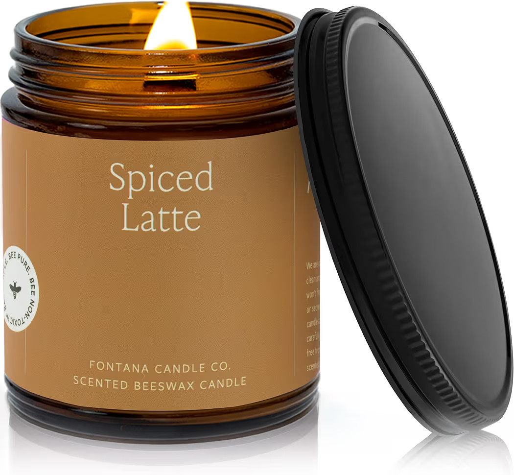 Fontana Candle Co Wood Wick Beeswax Jar Candles, Spiced Latte - Made with Coconut Oil & Pure Esse... | Amazon (US)