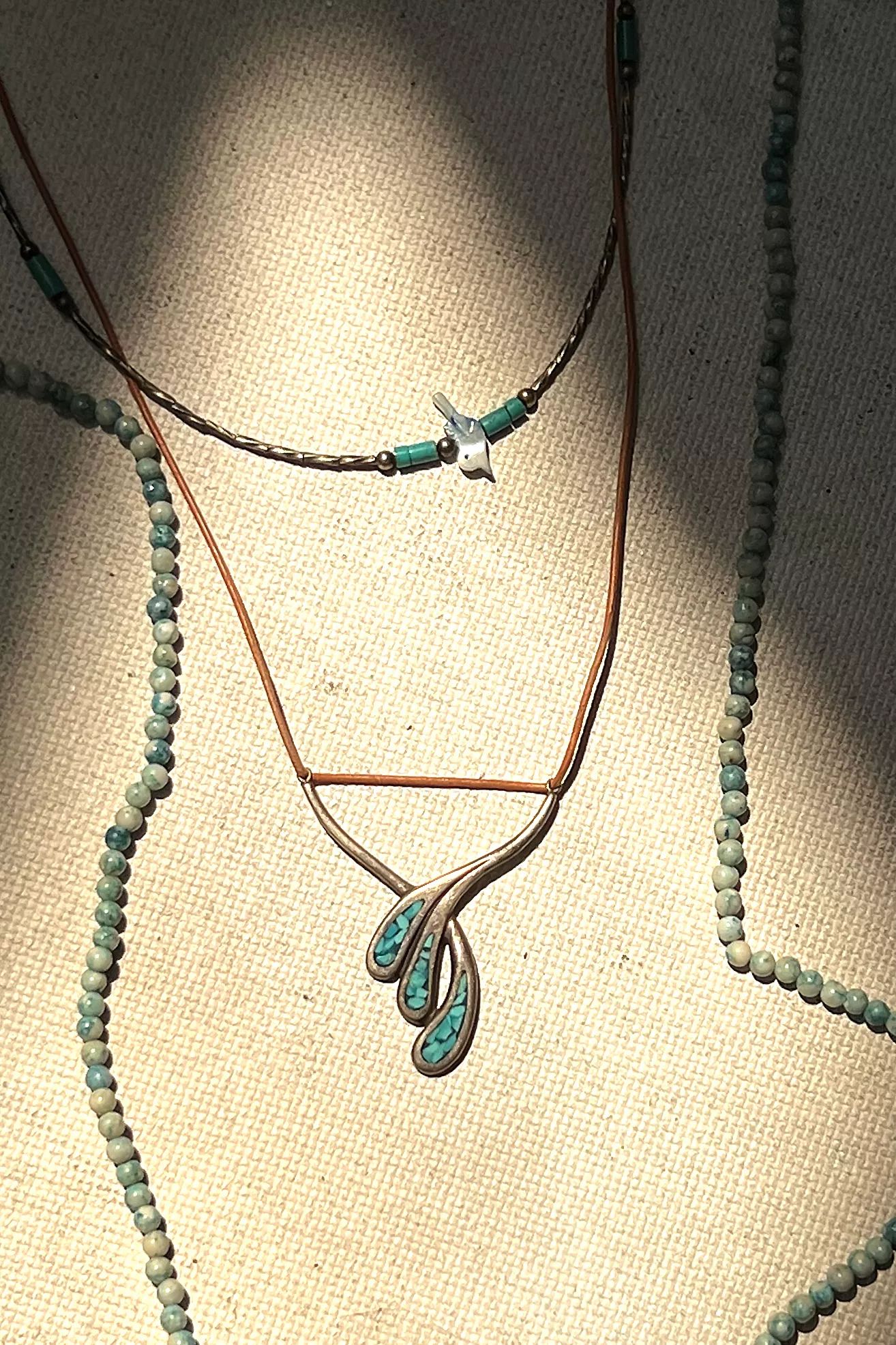 Anna Corinna Turqoise Sterling Silver Stone and Bird Layered Vintage Necklaces | Free People (Global - UK&FR Excluded)