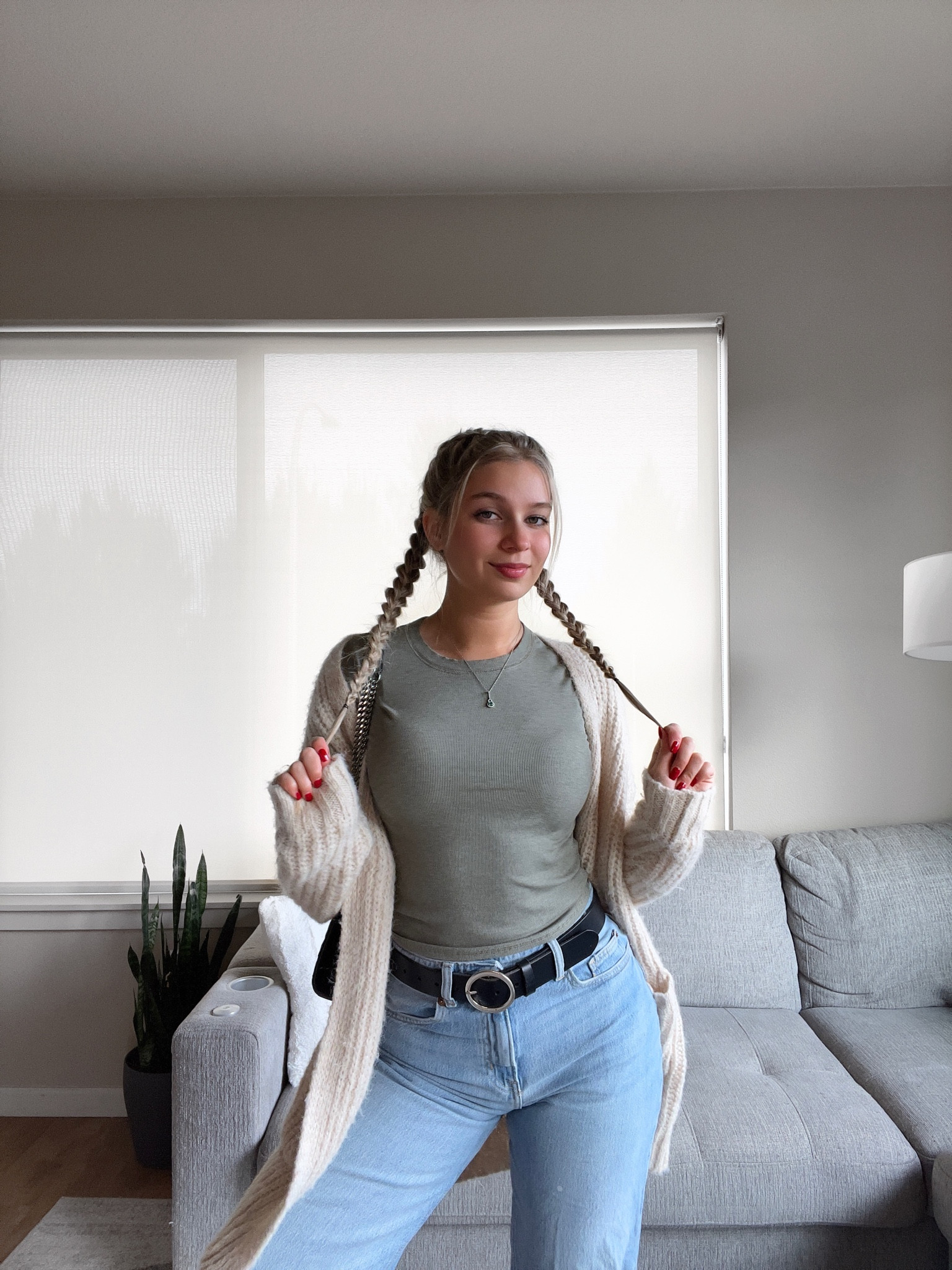 Super cozy and comfy outfit. The cardigan is FULL TILT Birdseye Womens Open Cardigan. Out of stock but possibly can be found on second hand. This tee is super stretchy and flattering. Finished with trendy H&M jeans and belt. 

#LTKstyletip #LTKfindsunder50 #LTKSeasonal