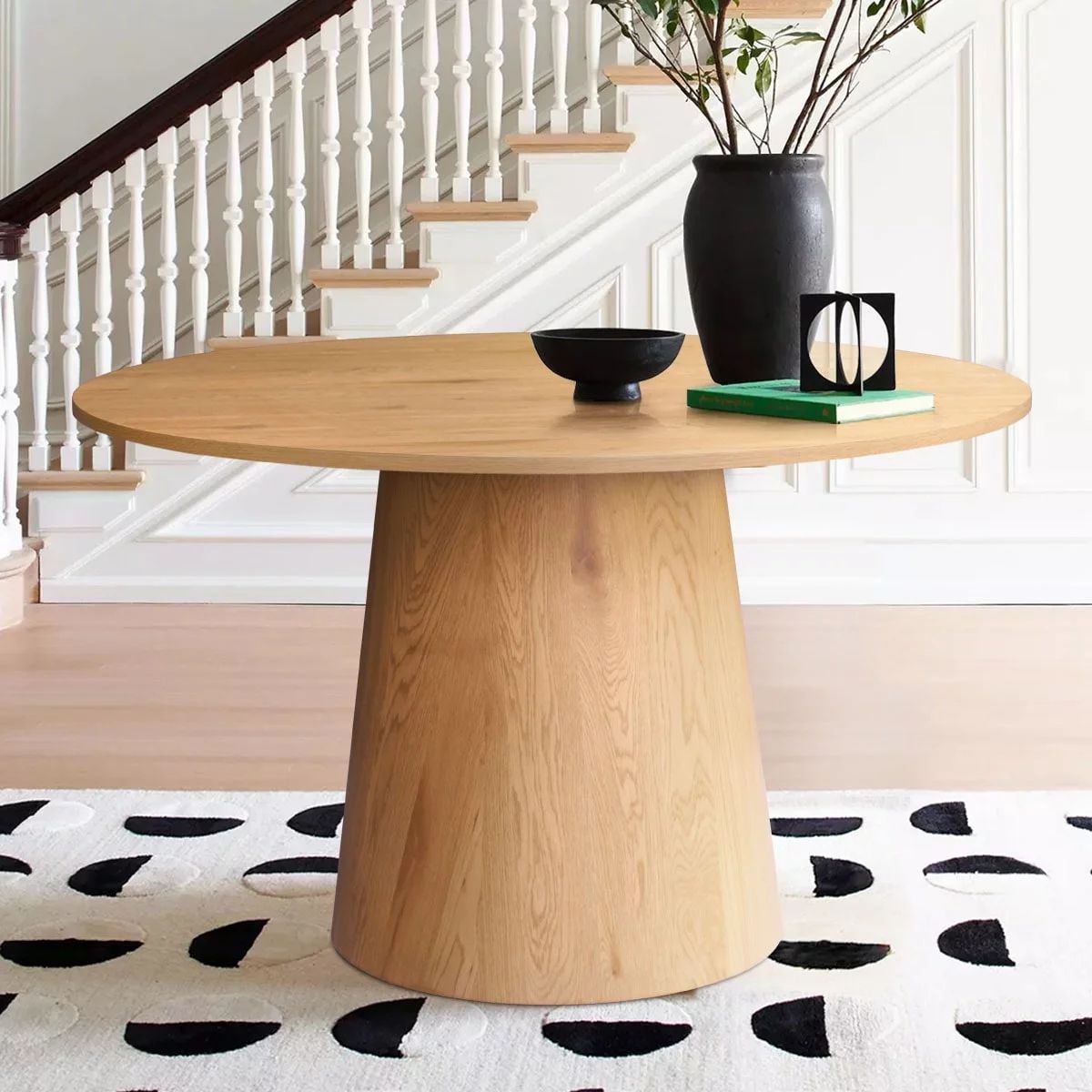 Round Wood Cone Pedestal Dining Table Oak | Walmart (US)