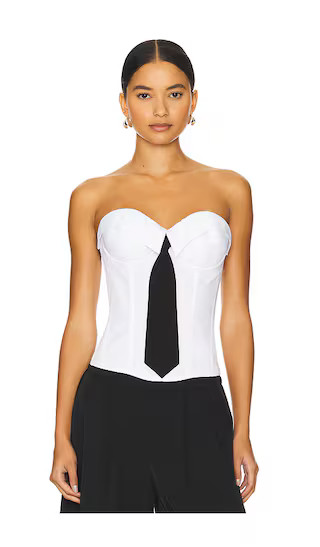 Chrys Pinstripe Corset in White & Black | Revolve Clothing (Global)