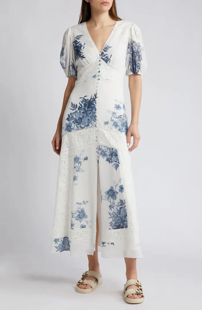 Dinah Dekorah Floral Maxi Dress | White Floral Dress | White Dress With Sleeves | Nordstrom