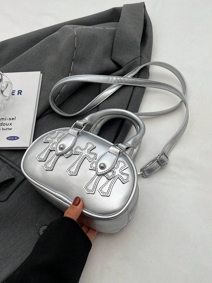 Mini koepeltas met metallic kruis en dubbele handgreep Funky | SHEIN