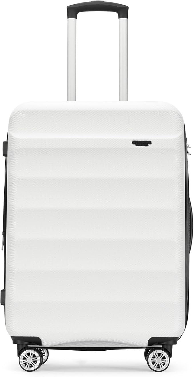 GinzaTravel Anti-scratch ABS Hardside white luggage 20inch Carry-On Lightweight Spinner Suitcase | Amazon (US)