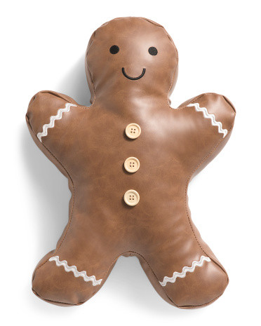18x12.5 Faux Leather Gingerbread Man Decorative Pillow | TJ Maxx
