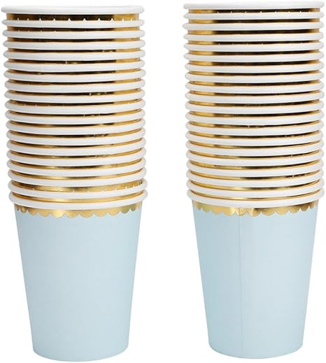 Geeklife Gold Paper Cups with Sparkly Gold Foil Border Disposable Paper Cups 9oz for Dinner,Lunch... | Amazon (US)