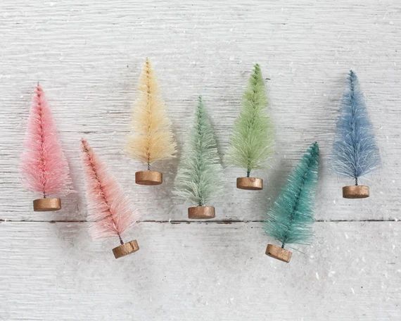 Rainbow Bottle Brush Trees - 7 Dyed Pastel Miniature Sisal Trees | Etsy (CAD)