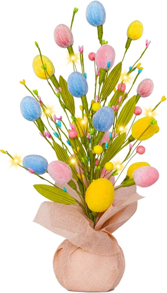 XmasExp Easter Decorations 18inch Easter Tree with Eggs & LED Lights Easter Egg Tree for Indoor P... | Amazon (US)