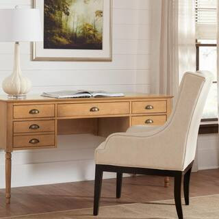 60 in. Rectangular Patina Wood 5 Drawer Writing Desk with Keyboard Tray | The Home Depot