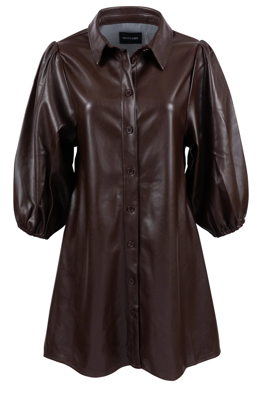 Dolce Cabo Vegan Leather Western Shirt Dress | Pinto Ranch | Pinto Ranch