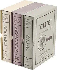 WS Game Company Scrabble, Monopoly, and Clue Vintage Board Game Bookshelf Collection | Amazon (US)