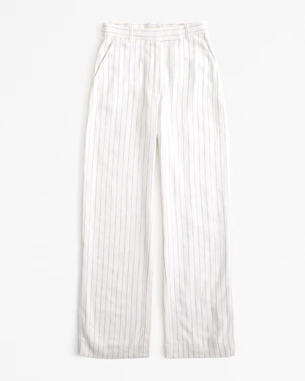 Women's Linen-Blend Tailored Straight Pant | Women's Bottoms | Abercrombie.com | Abercrombie & Fitch (US)