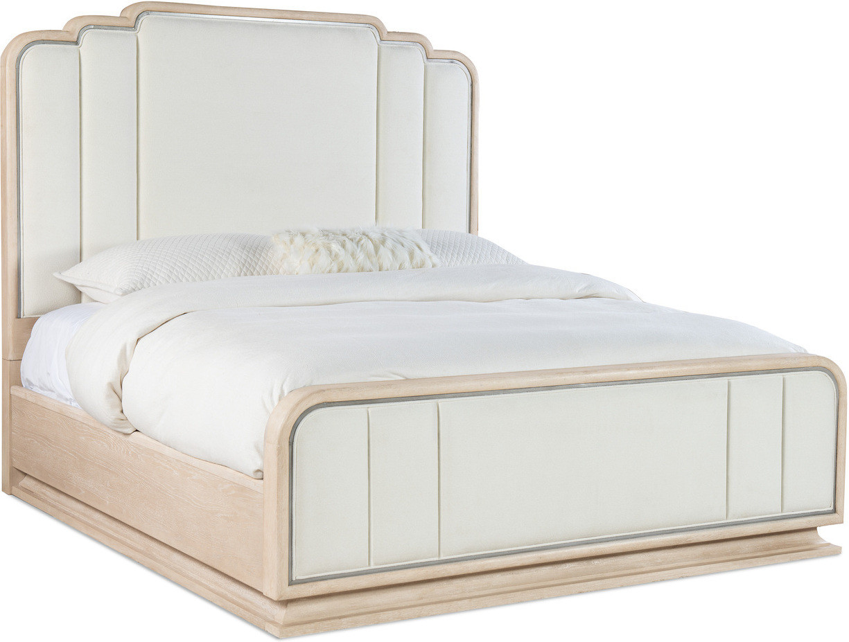 Nouveau Chic Cal King Upholstered Bed In Light Wood | 1stopbedrooms