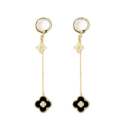 Amazon.com: XUDEJUN Four-Leaf Clover Earrings Silver Needle Clover Earrings Full of Diamond Zirco... | Amazon (US)
