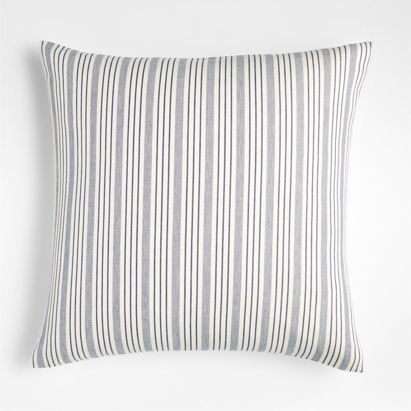 Sabine 23"x23" Square Blue Striped Decorative Throw Pillow Cover + Reviews | Crate & Barrel | Crate & Barrel