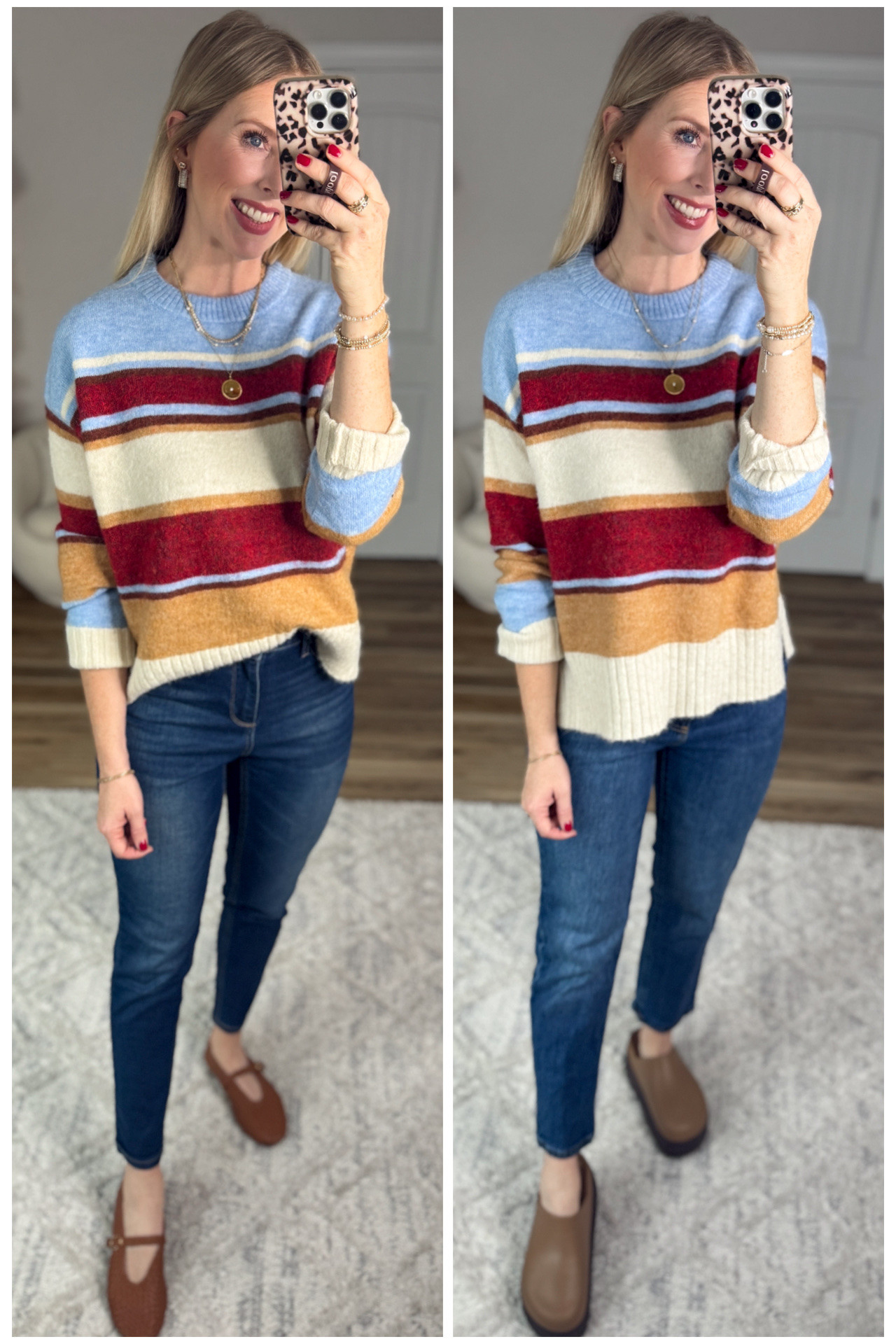 This time and tru striped sweater from Walmart looks cute tucked in or left out! 

#LTKootd #LTKFindsUnder50