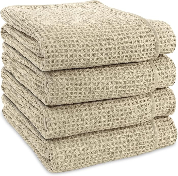 S&T INC. Bath Towels, Premium Waffle Towels for Bathroom, Extra Large, Absorbent Microfiber for H... | Amazon (US)