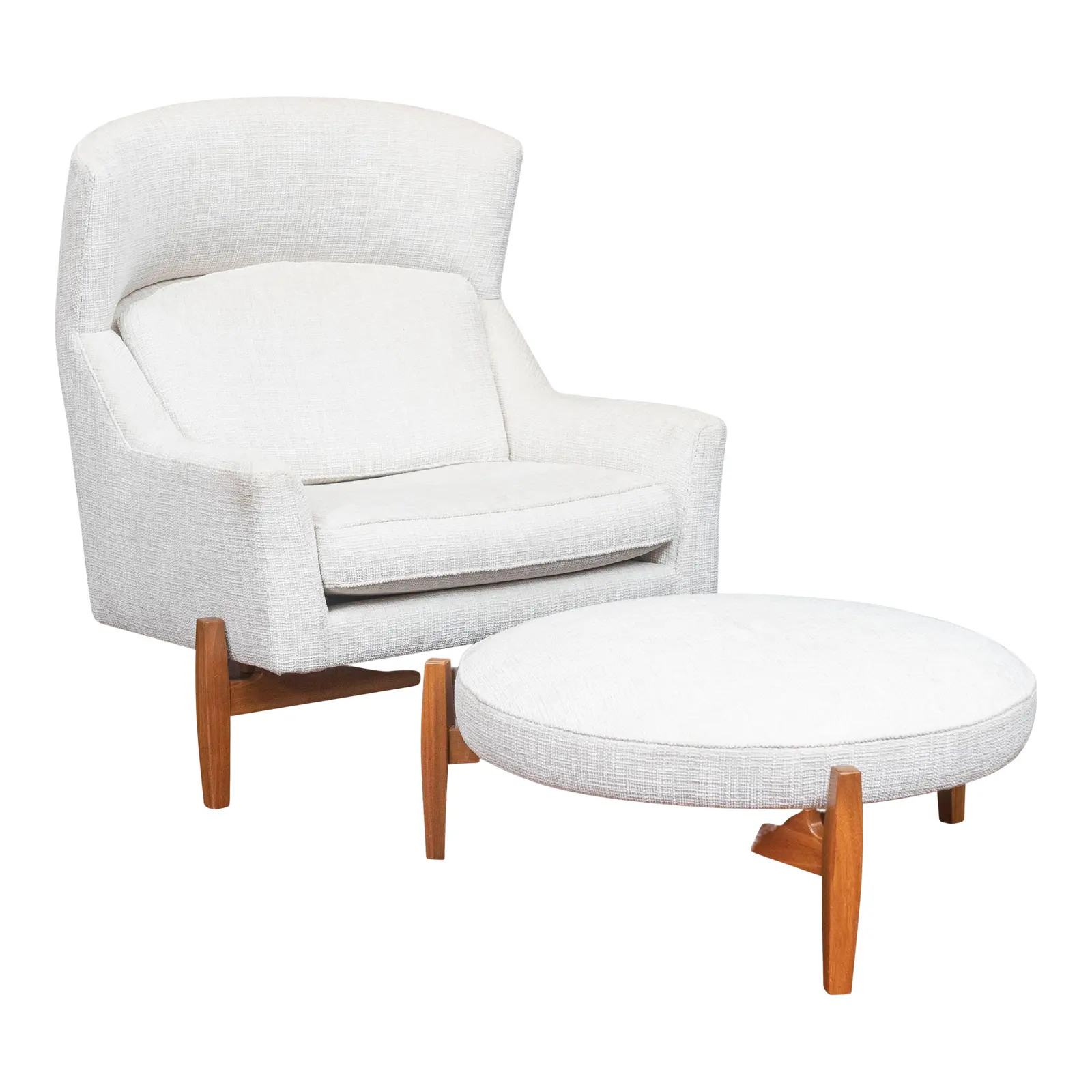 Jens Risom Big Chair and Ottoman by Ralph Pucci - A Pair | Chairish