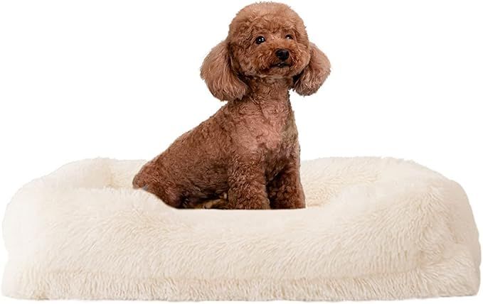 WELLYELO Medium Dog Bed Cat Bed Fluffy Plush Dog Crate Beds for Medium Dogs Anti-Slip Pet Bed Dog... | Amazon (US)