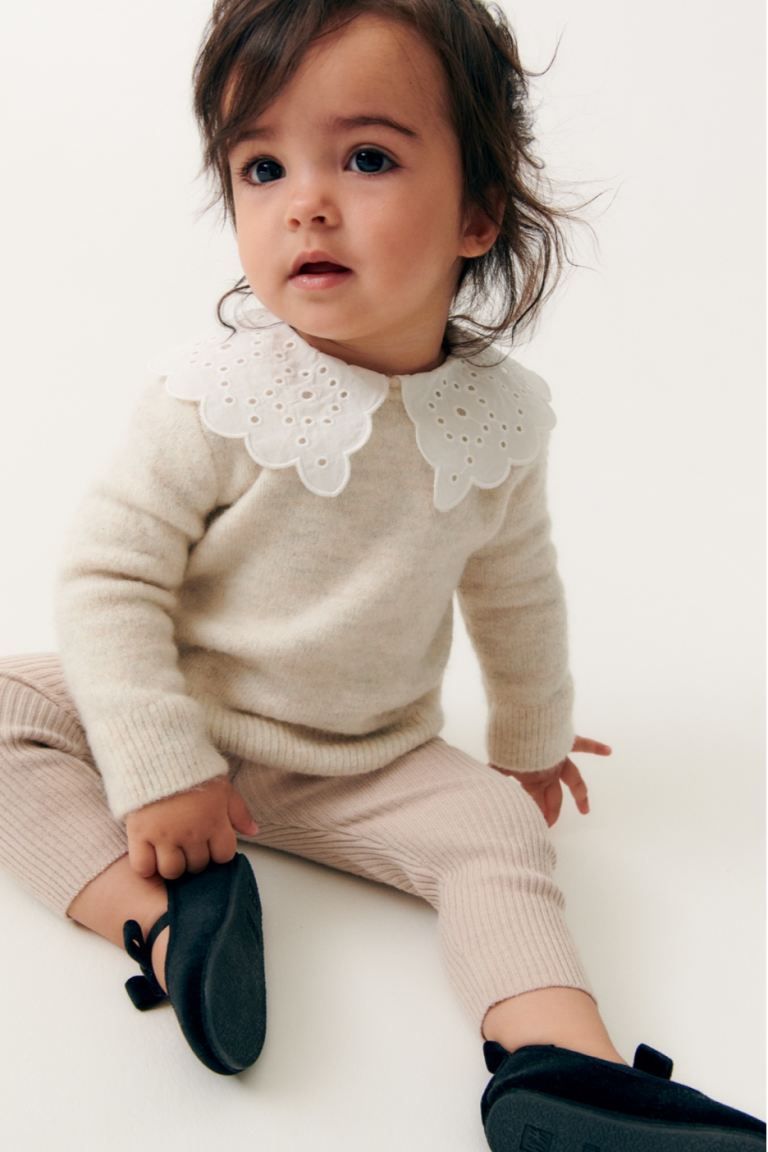 Sweater with Eyelet Embroidery Collar | H&M (US + CA)