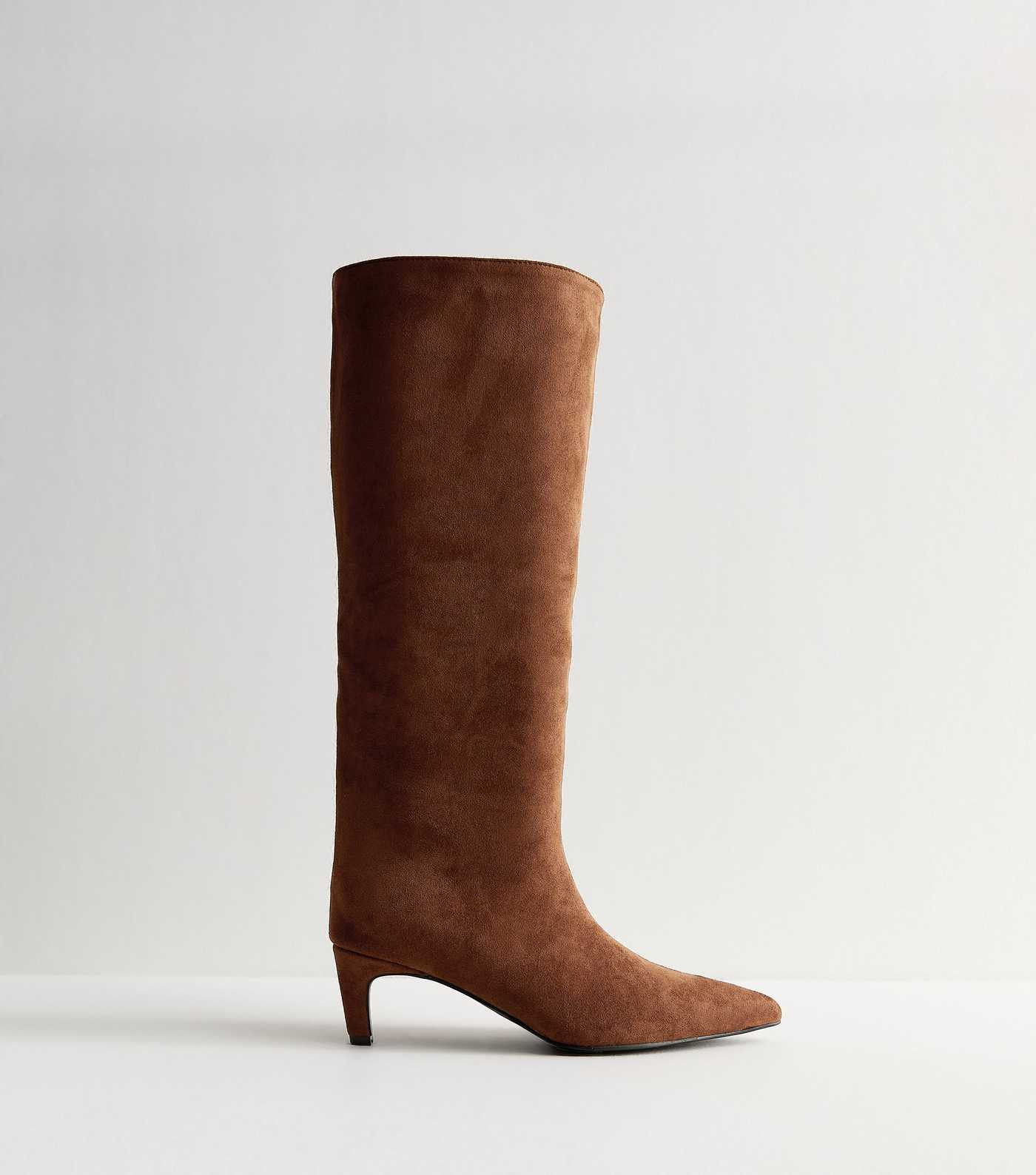 Slim Calf Fit Brown Faux Suede Knee High Boots | New Look | New Look (UK)