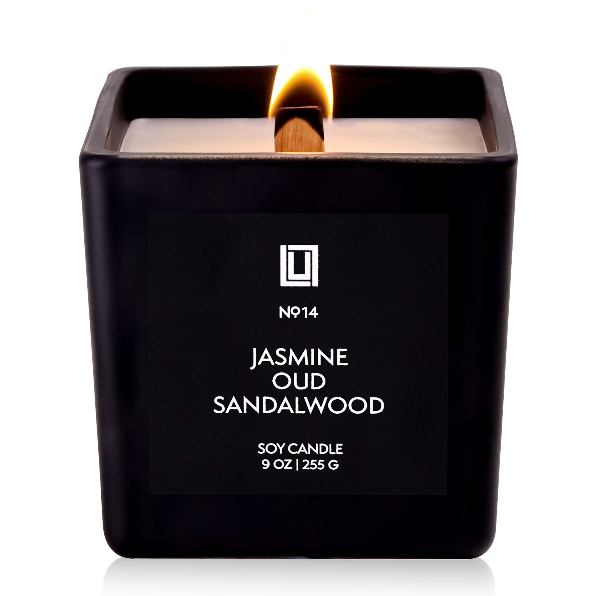 Lulu Candles | Jasmine, Oud & Sandalwood | Luxury Wood Wick Candle in Matte Black Jar – Highly ... | Walmart (US)