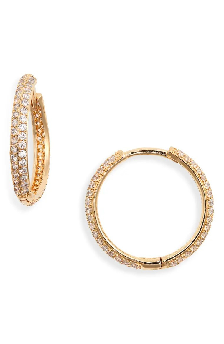 Thin Pavé Hoop Earrings | Nordstrom