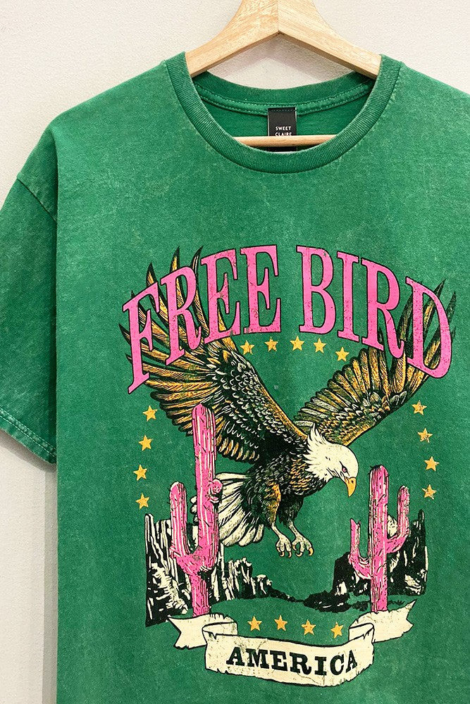 Free Bird Mineral Washed Oversized T Shirt | Everkado Inc