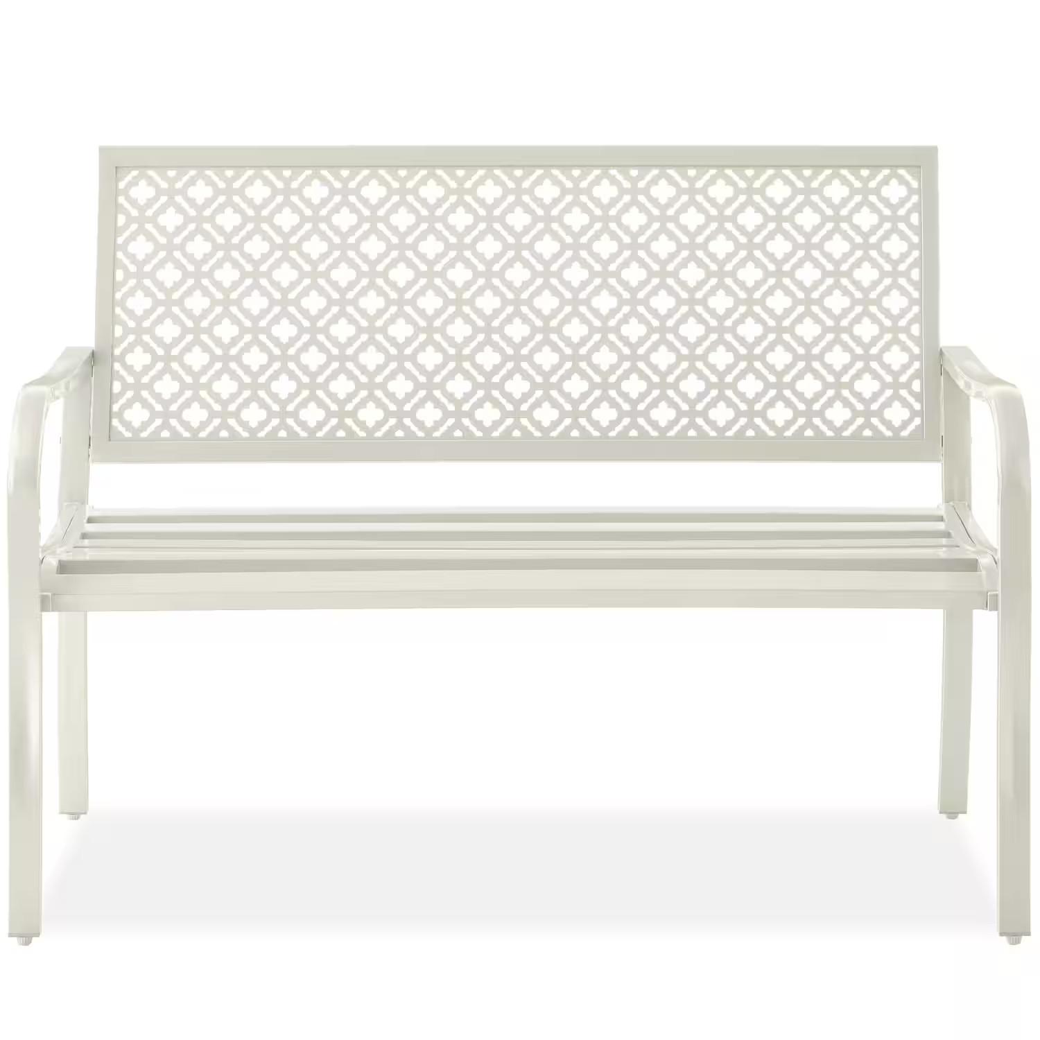 Best Choice Products - Indoor Outdoor Steel Garden Bench w/ Geometric Backrest, Foot Levelers - Ivory | Best Buy U.S.