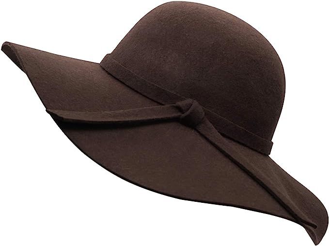 Bienvenu Women's Wide Brim Wool Ribbon Band Floppy Hat | Amazon (US)