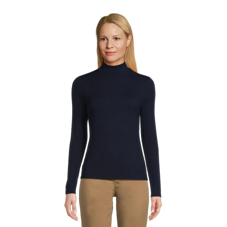No Boundaries Women's Juniors Long Sleeve Mock Neck Top, Sizes XS-3XL - Walmart.com | Walmart (US)
