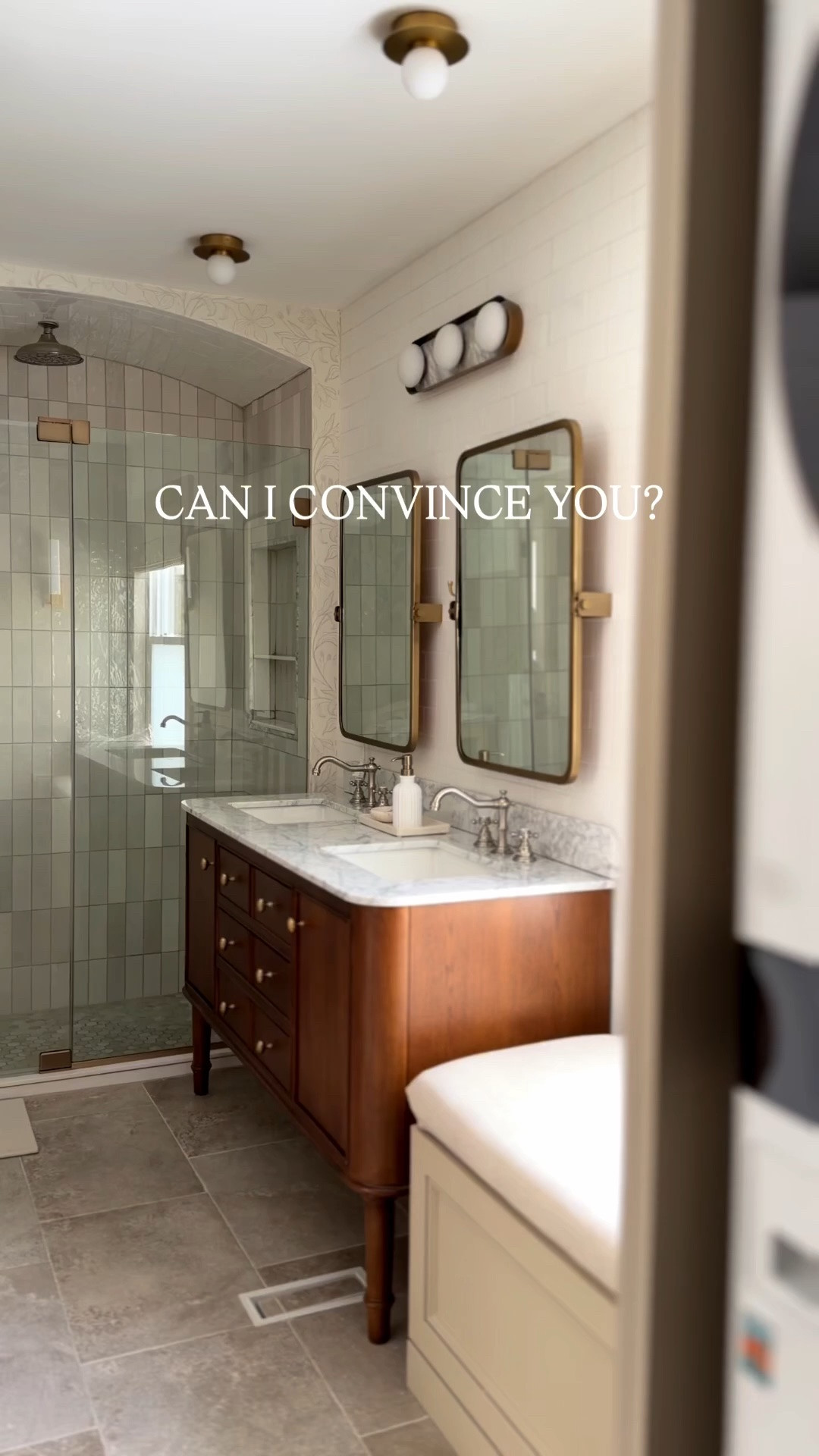 our master bathroom is combined w our closet and laundry for a large and functional space

#LTKHome #LTKSaleAlert