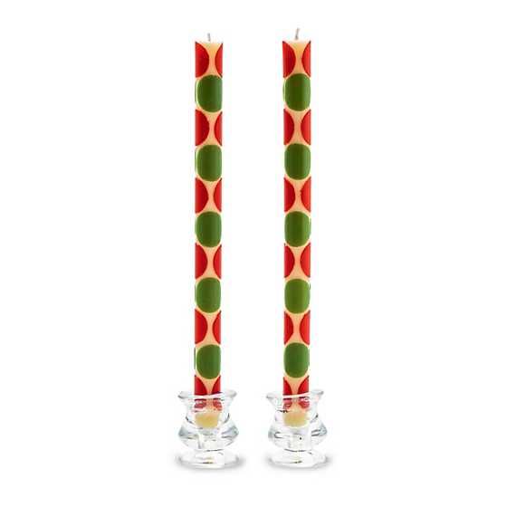 Macrodot Dinner Candles - Red & Green - Set of 2 | MacKenzie-Childs